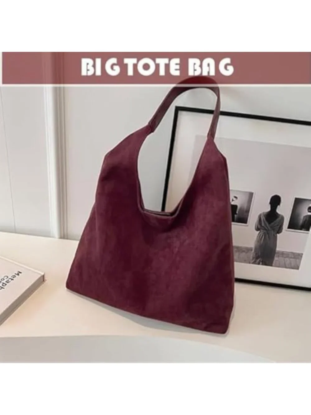 Stylish Brown Suede Shoulder Tote Bag for Women - Perfect Valentine's Day Gift